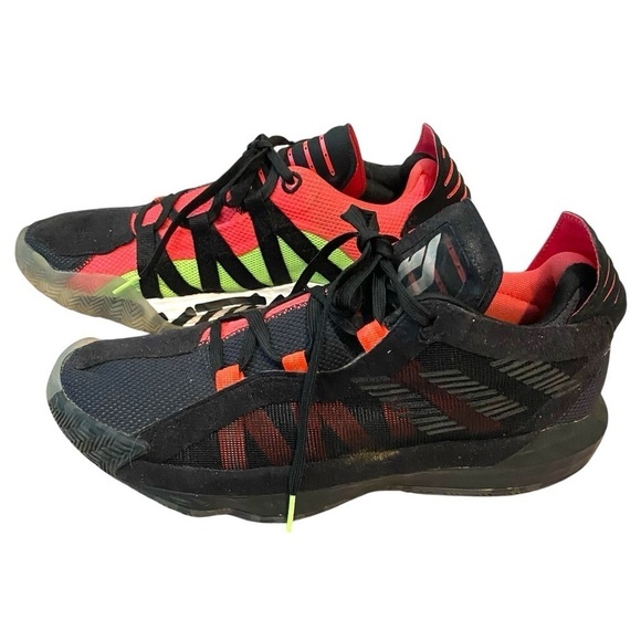 * Adidas Dame 6 Basketball Shoes Size 10 Orange Green Black Athletic - Picture 3 of 7